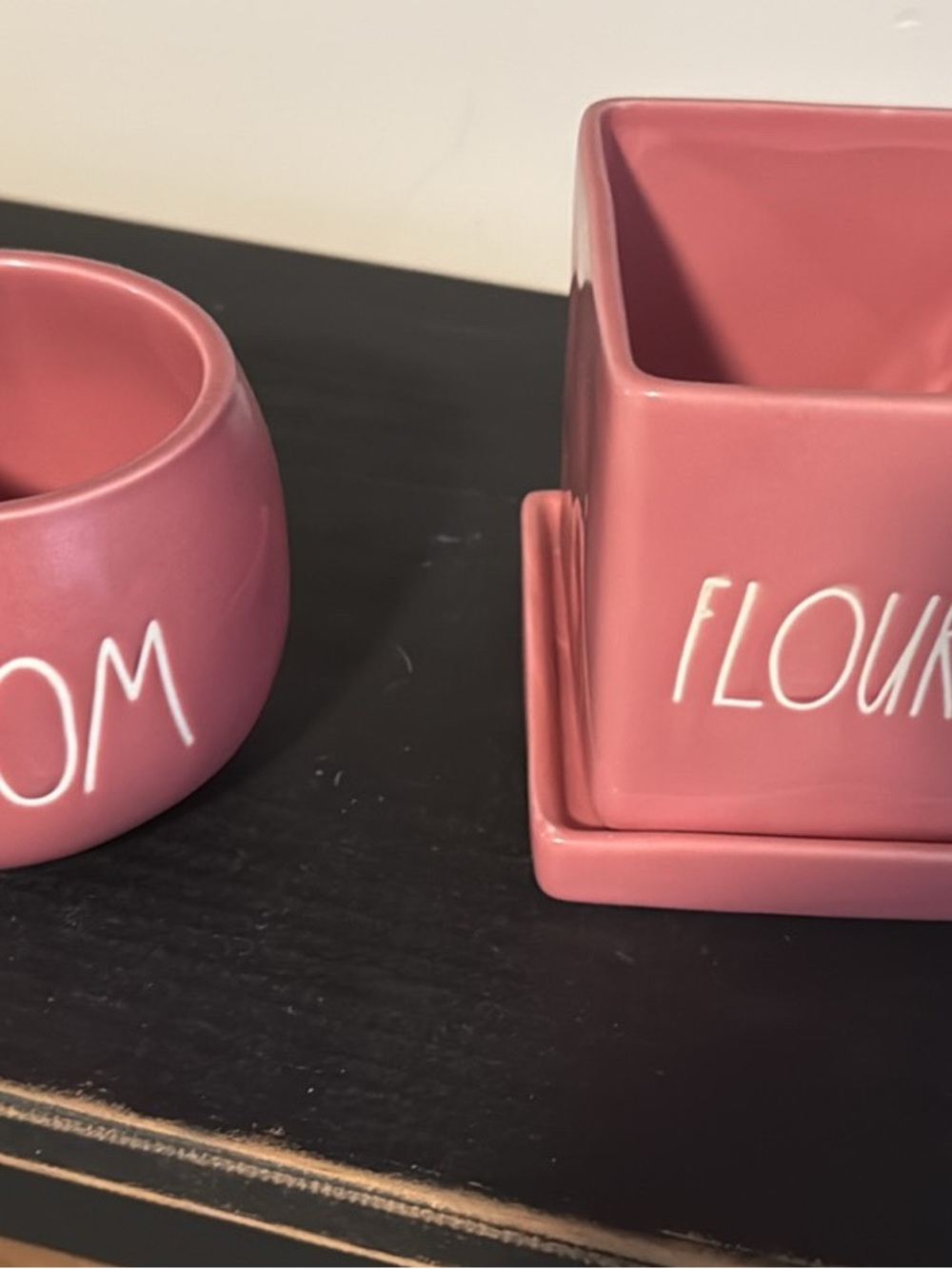 Rae Dunn Pink Ceramic Flour & Spoon Canister Set